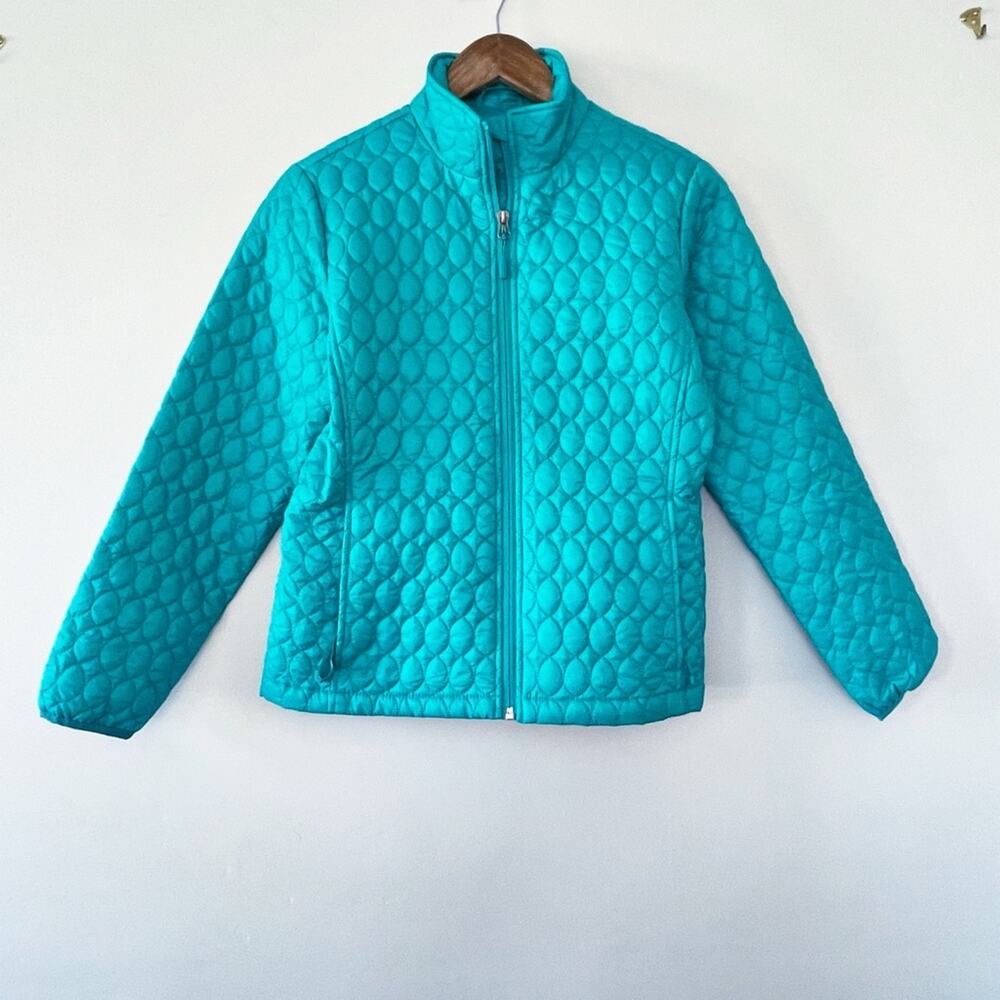 Lands End Teal Quilted Puffer Jacket Size XS (2/4) EUC